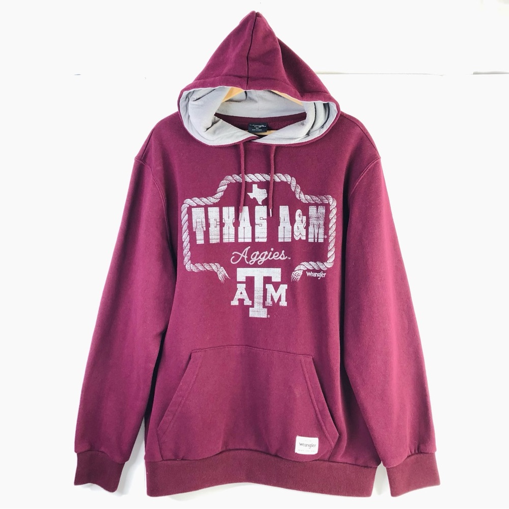 Texas A&M Aggies Wrangler Burgundy Tech Hoodie Men Sz XL Heavy Thick Sweatshirt